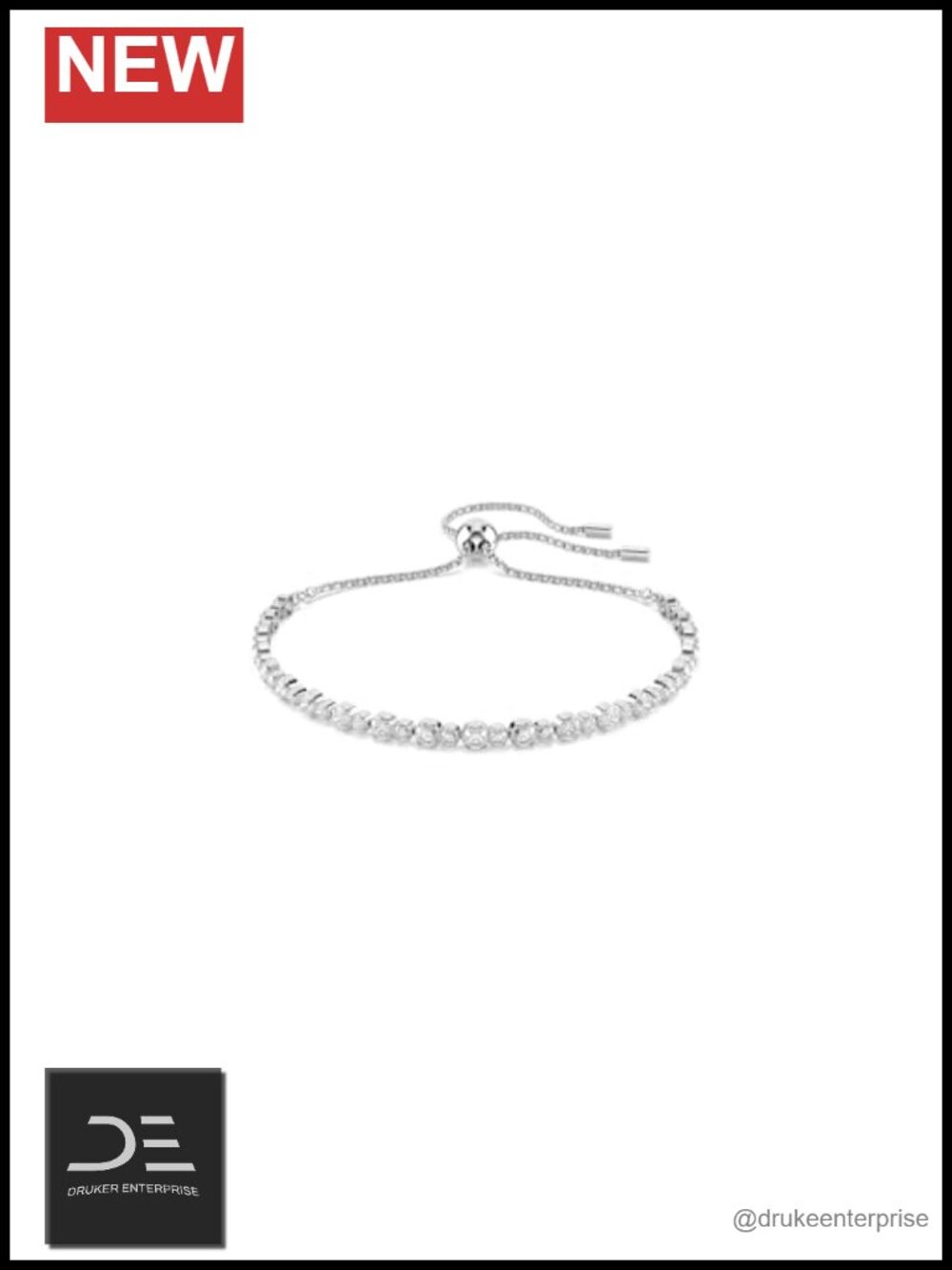 Crystal Tennis Bracelet Rhodium & Gold Tone Adjustable Sliding Closure